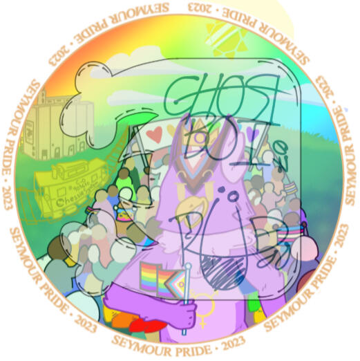 A simplified stylization of the Seymour, Indiana JCPA's mascot Ollie the Owl. I created Ollie for JCPA and was his artist for a few years. This art was used on the merch and promo material for 2023 Pride, based on the KK parade track from Animal Crossing.