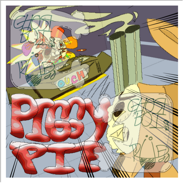 A Roblox: Dandy's World drawing of Dandy and Shrimpo, with Shrimpo shooting Dandy in the elevator. This was drawn as a reference to the popular Piggy Pie Shrimpo Tiktok video from a year or two ago. Minor gore warning!