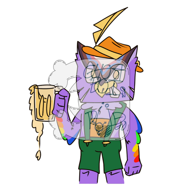 Art of Seymour, Indiana JCPA's Pride mascot Ollie the Owl in lederhosen and holding a mug of beer ready for Oktoberfest.